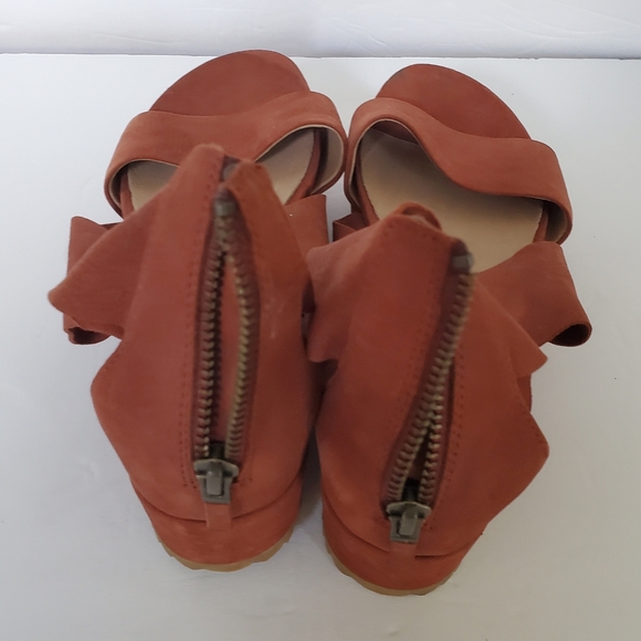 Eileen Fisher Rusty Brown Nubuck Strappy Zip Up Platform Sandals Size 7.5M - Picture 2 of 8